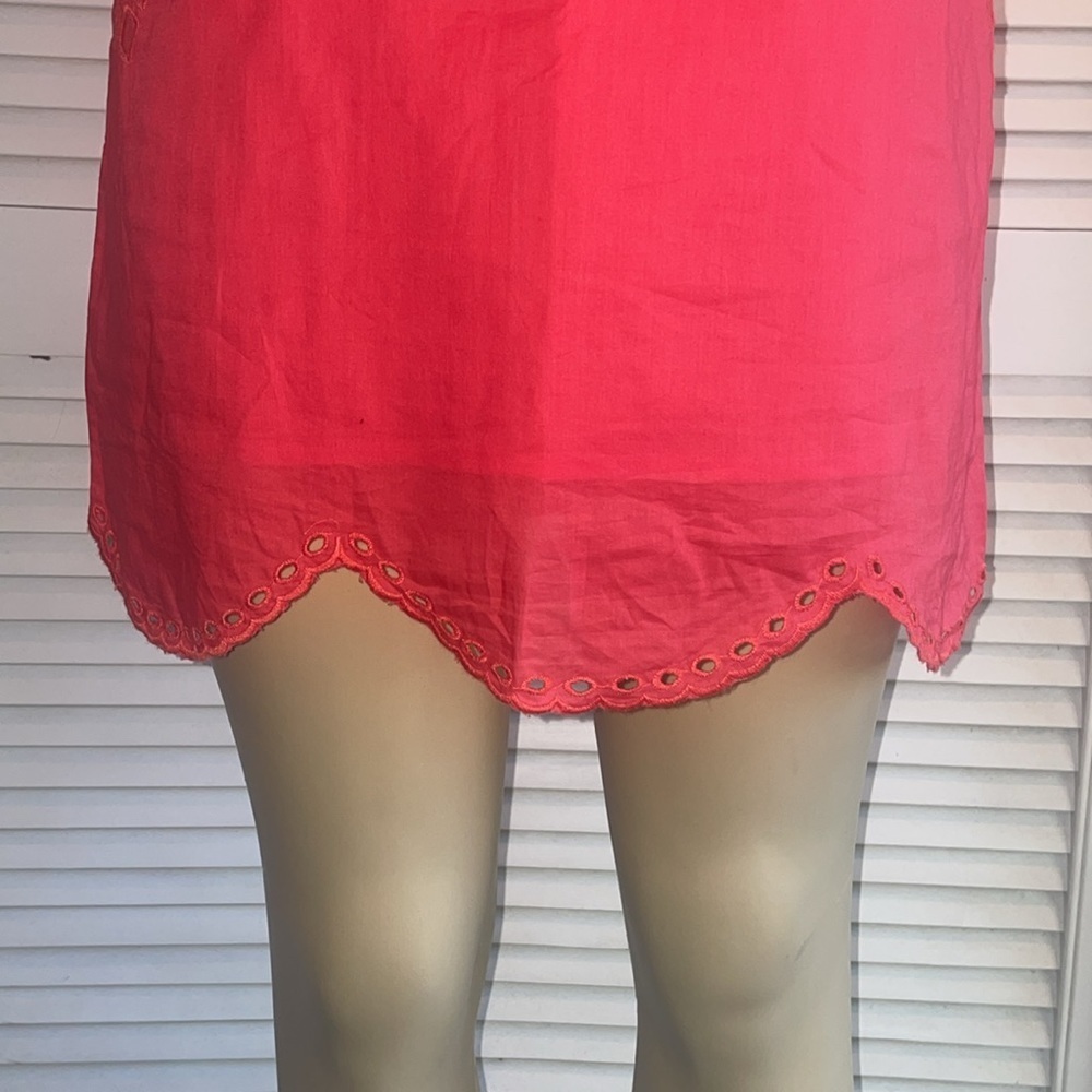 Kenar Eyelet Shift dress scallop hem size 2 coral color - Picture 5 of 6
